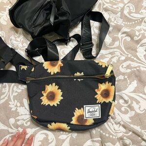 Herschel Black Sunflower Crossbody Bag